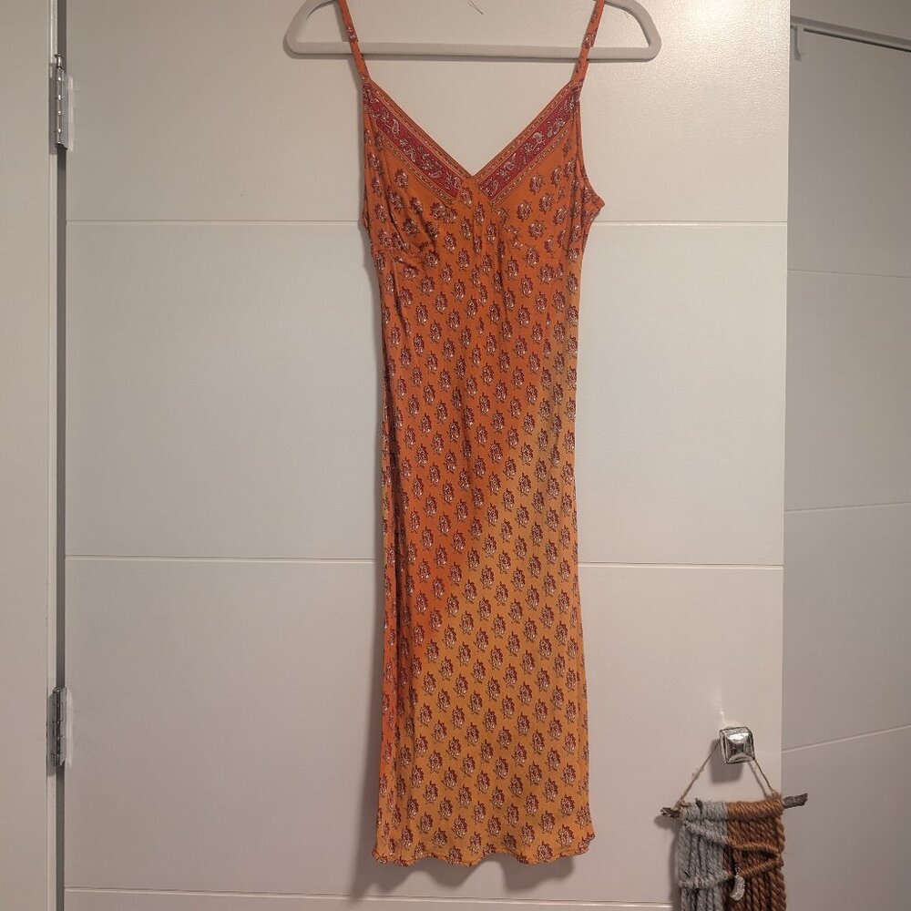 Vintage orange midi slip dress